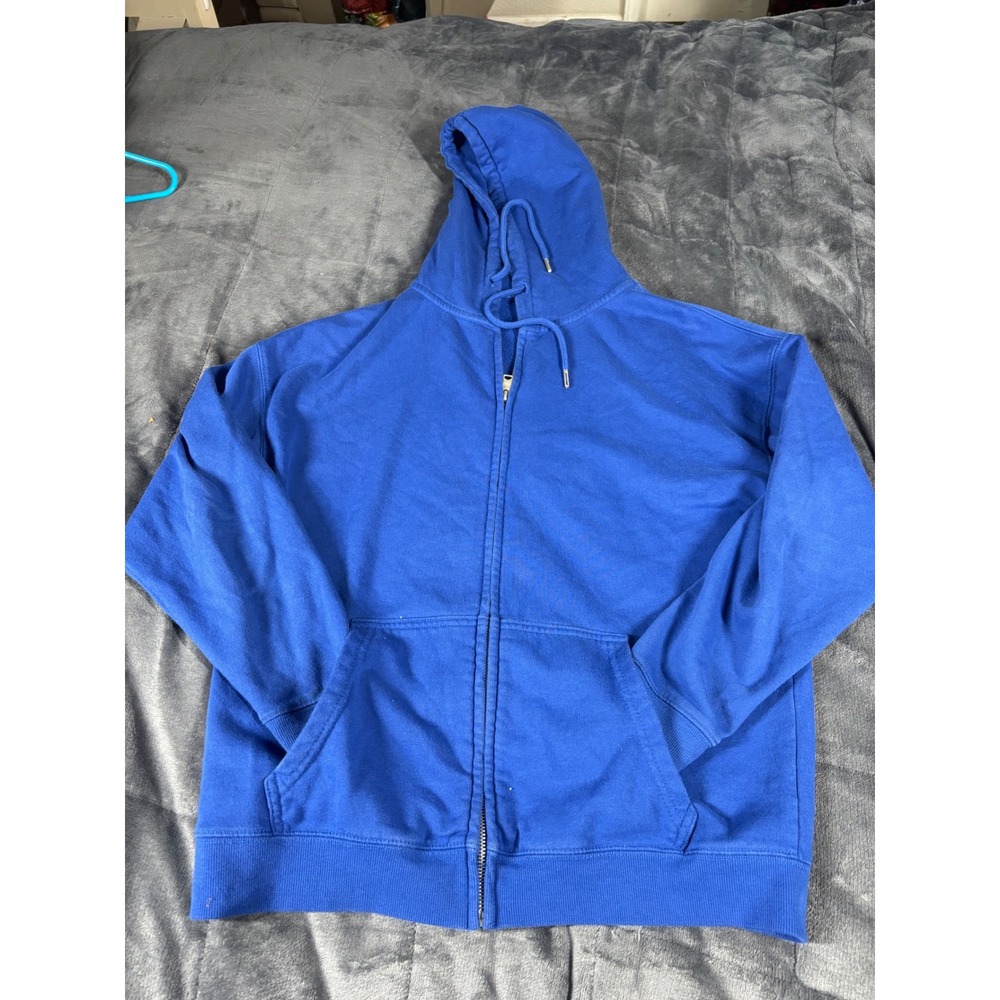 Garage Royal Blue Full Zip Hoodie Mens XXS Relaxed Fit Solid Hooded Sweatshirt